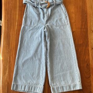 bishop + young Light Blue Flare Jeans with Belt High Waist CUTE Belt